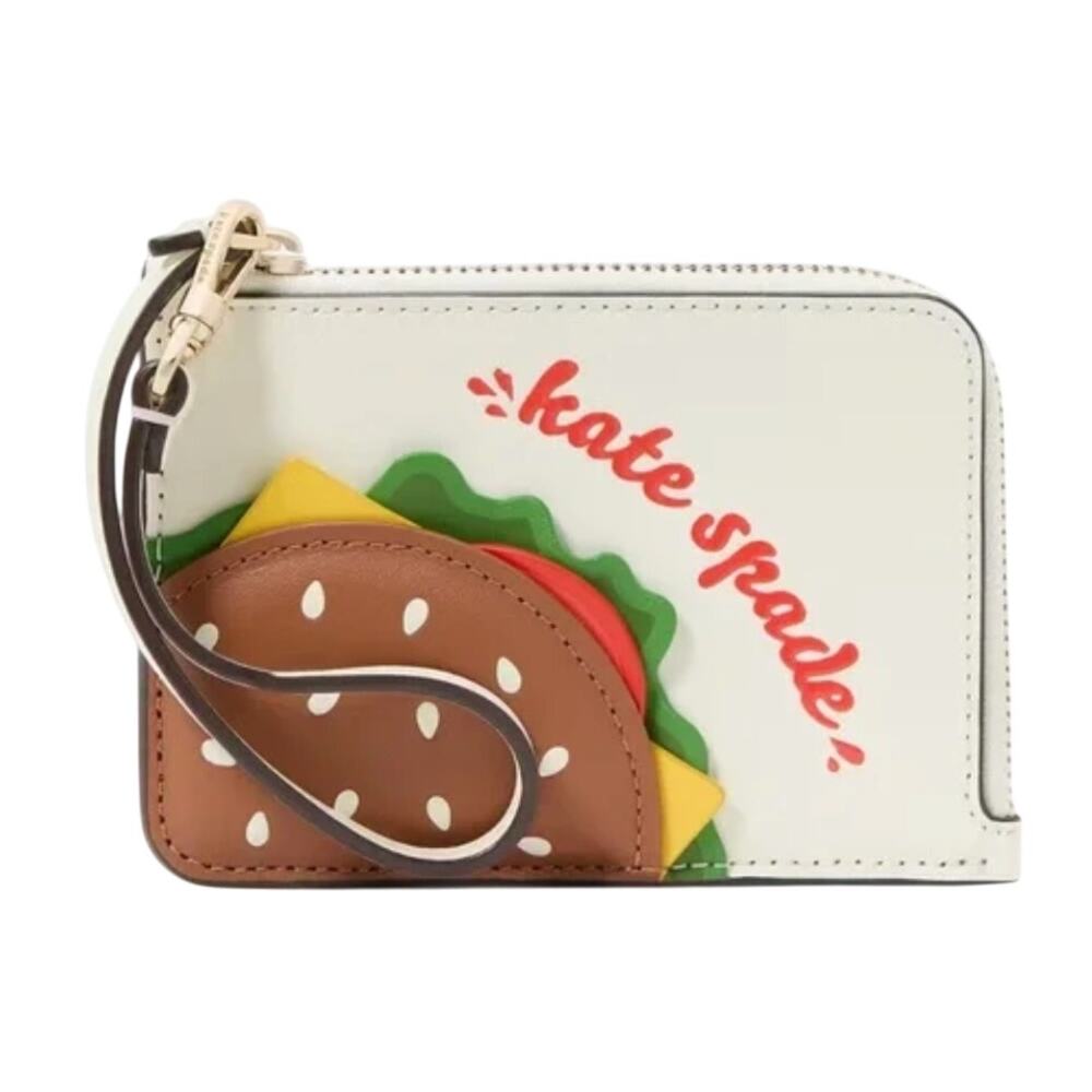 Kate Spade Fast Food Hamburger Burger Card Holder Wristlet Wallet NEW